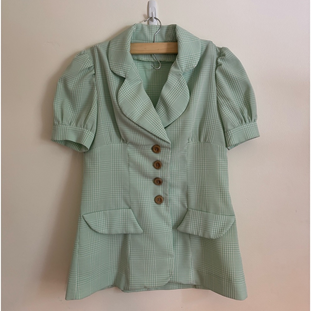 Vintage gingham blazer top